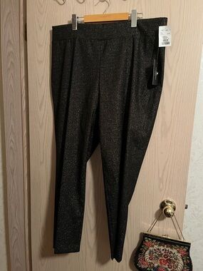 Jules & Leopold Black Sparkle Straight-Leg Pull-On Pants